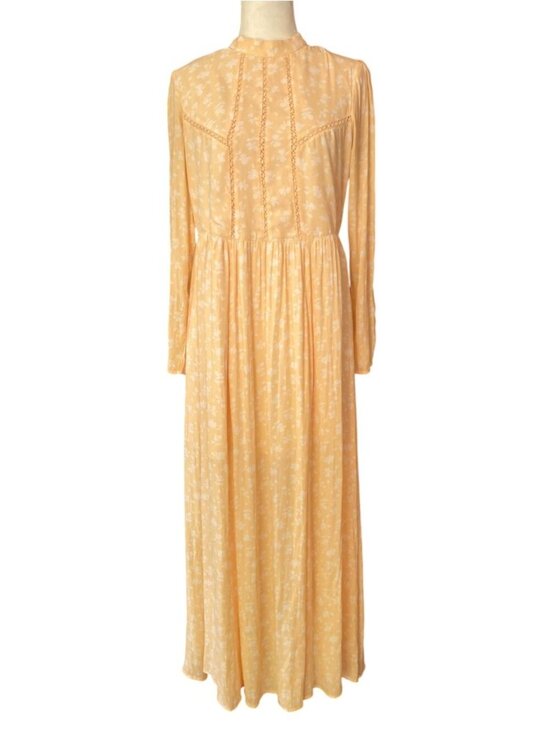 Anthropologie Dresses & Skirts - Anthropologie Something Navy Yellow Floral Maxi Dress Lightweight Front Slits Bo